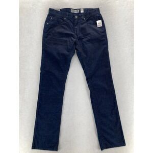 INC Berlin Slim Straight Chino Pants Mens 32x34 Dark Blue Corduroy Stretch City